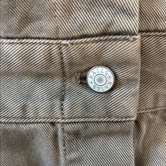 Rails Lisette Denim Twill Mini Dress Button Up Puff Sleeve Moss Womens Small EUC - Picture 8 of 14